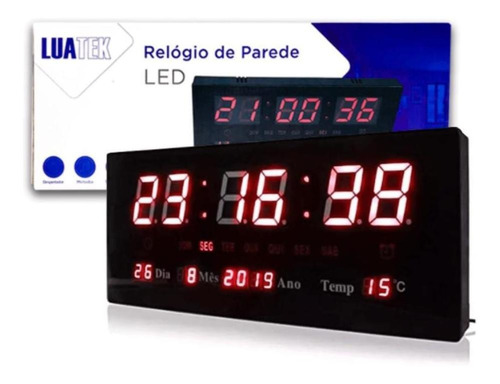 Reloj De Pared Con Calendario Digital Con Panel Led Grande