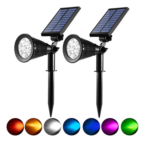 Foco Solar Para Exteriores, 7 Luces Led Que Can De Colo...