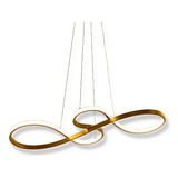 Lustre Pendente De Led Luminária Dourado 75cm 3000k