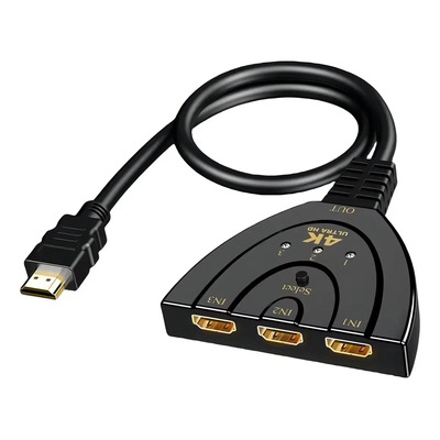 Adaptador Conmutador Hdmi 4k 3 Entradas 1 Salida 1080p 3d Oem Negro