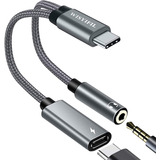 Adaptador Usb C A Audio Aux 3.5mm Micrófono Y Carga Pd 60w 