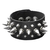 Pulseira De Motoqueiro Couro Pino De Aço Inox Punk Rock Joia