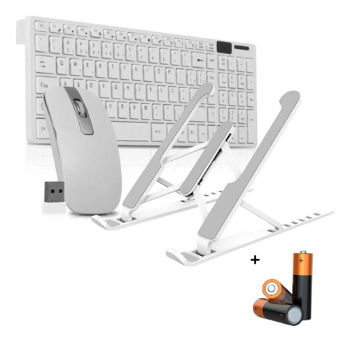 Kit Para Notebook Teclado E Mouse Sem Fio Usb E Suport+pilha