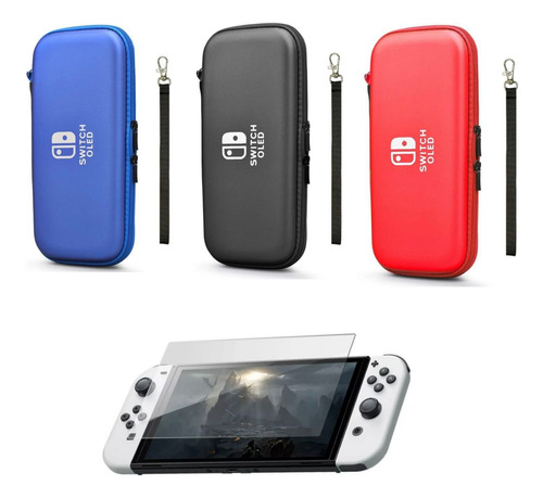 Estuche Rigido Viaje + Vidrio Templado Nintendo Switch Oled