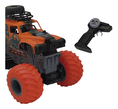 Carrinho Controle Remoto Off Road Monster Jeep Brinquedo 4x4 Cor Laranja Personagem Monster Truck