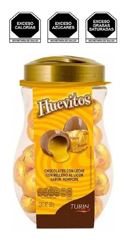 Turin Chocolate Huevitos Con Rompope Vitrolero 30 Pzas 600g