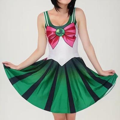 Sailor Moon - Vestido Makoto Kino Sailor Jupiter Verde Liso M