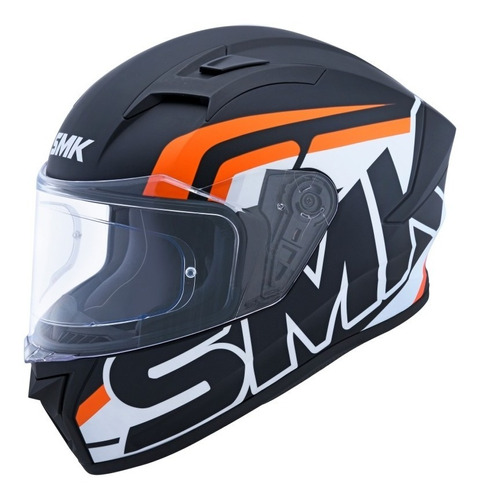 Casco Moto Integral Smk Stellar Grafica Mate Naranja M