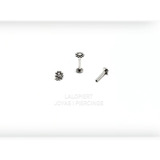 Piercing Labret Rosca Interna Sol Dorado/plateado + Strass