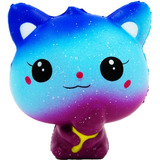 Squishy Kawaii Con Aroma Antiestrés: Gato Galáctico Azul