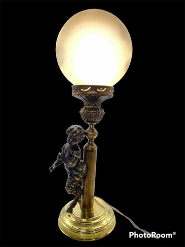 Lámpara De Mesa Querubín En Bronce