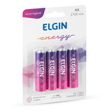 Pilha Recarregável Aa 2.700mah Elgin Blister C/ 4 Un. Energy