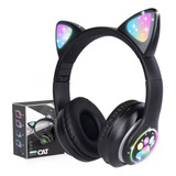 Audifonos Orejas De Gato Bluetooths 5.1 Led Diadema Ninos Color Negro