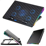 Base Suporte Para Notebook Cooler Rgb Led C/ Usb Refrigerada