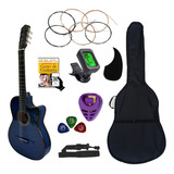 Guitarra Acústica Curva Ocelotl® Paquete Vital De Accesorios Color Azul Orientación De La Mano Derecha