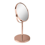 Espelho Para Maquiagem De Mesa Dupla Face 360º 5x Rose Gold