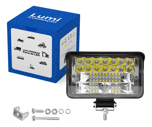 Par Refletor Holofote Luminaria Farol 36 Leds 12v/24v Cor Da Carcaça Retangular Preto Cor Da Luz Branco-frio Lumi