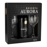 Vinho Tinto Reserva Aurora Merlot Caixa Com 2 Taças De Vidro