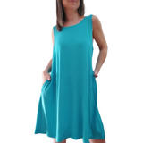 Vestido Corto Tipo Remeron Verano Bolsillos Talle Grande 