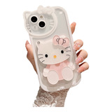 Para iPhone Funda,mirror+silicone Phone Case Gatito Kawaii