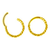 Piercing Aro Trenzado Dorado Clicker Acero 16g 2 Piezas