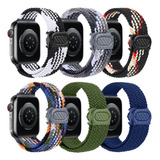 6 Correas Nailon Trenzado Para Apple Watch 9 8 7 Se Ultra