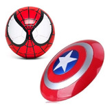  Escudo Capitán América + Pelota Spiderman De Futbol N°5 