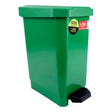 Bote Basura Cesto Recolector Contenedor Pedal Tapa 10 Lt Color Verde