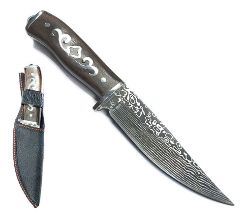 Cuchillo Cacería Supervivencia Palisandro Tipo Damasco Max