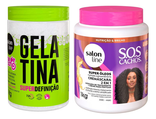 Kit Gelatina Definição + Creme 2 Em 1 Super Óleos Salon Line