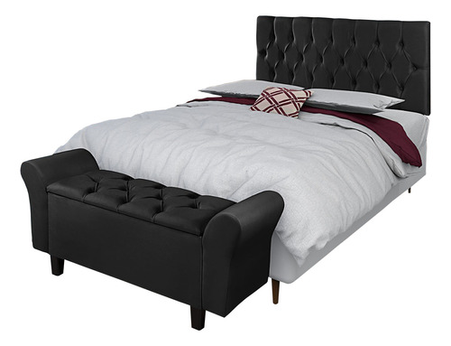 Recamier Baú Sapateira Closet Cama Lara 140cm Casal Solteiro