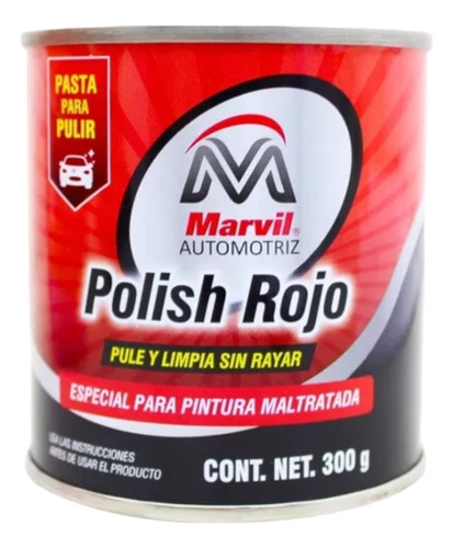 Polish Auto Rojo Marvil Pasta Para Pulir Y Limpiar 300gr