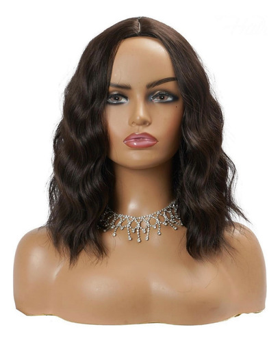 Peruca Lace Wig Curta 40cm 100% Bio Orgânica Castanho