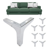 Kit 8 Patas De Metal Para Mueble Sofa Mesa Triangular Plata