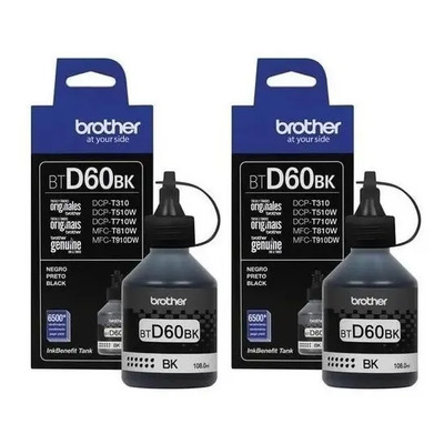Kit De 2 Tintas Brother Originales Negras Btd60 T510 T310 Tinta Negro | Envío gratis