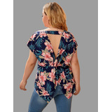 Blusa Con Detalle De Girante Trasero Plus Size Shein 