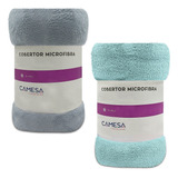 Kit 2 Manta Cobertor Solteiro Microfibra Soft Macia Fleece