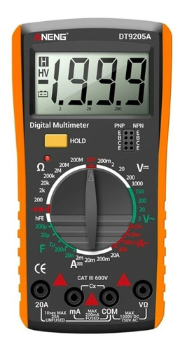 Tester Multitester Multímetro Digital Medidor Volt Dt9205a 