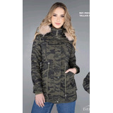 Chaqueta Camuflada Verde Militar Para Mujer Tipo Parka