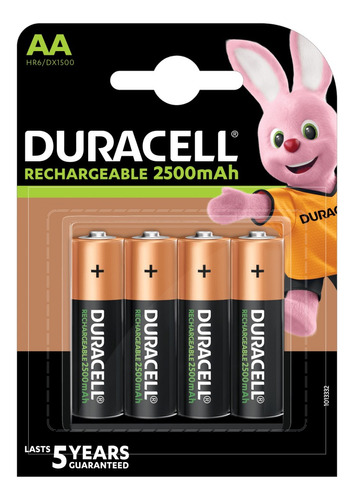 4 Pilhas Aa Recarregáveis Duracell 400 Recargas 2500mah Case