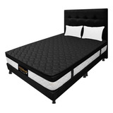 Colchon Versalles King+base Cama Dividida+cabecero Color Negro