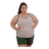 Conjunto Pijama Plus Size Short E Blusa Regata Do G6 Ao G10