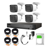 Hikvision Kit De 4 Camaras De Seguridad Exterior Metalicas Con Micrófono Integrado + Disco Duro 1tb Modelo Hik5mpslq-plus+1tb Video Vigilancia Turbohd 1080p Cctv 4 Cámaras Bala