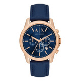 Reloj Hombre Armani Exchange Banks Chrono Color De La Correa Azul