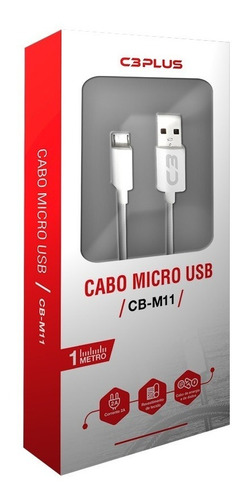 Cabo Usb-micro Usb C3plus 1m Branco Android Usb-micro 2 Amp