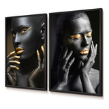 Quadros Decorativos Abstrato Mulher Dourada Duo Quarto 60x90
