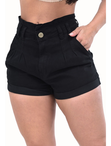 Shorts Preto Clochard Hot Pants Feminino