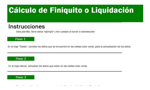 Plantilla Excel -calculo Finiquito Y Liquidacion Actualizado