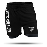 Short Pro Nogi Bjj Mma Negro Let's Roll Jiu Jitsu