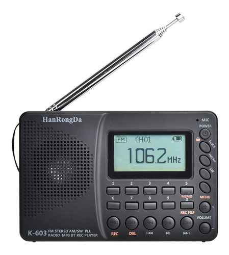 Grabador De Radio Am/fm/sw/bt/tf Bluetooth Digital Radio